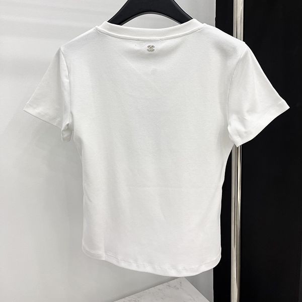 ☆超人気☆シャネル 半袖 Tシャツ コピー刺繍☆黒 白 sho88422